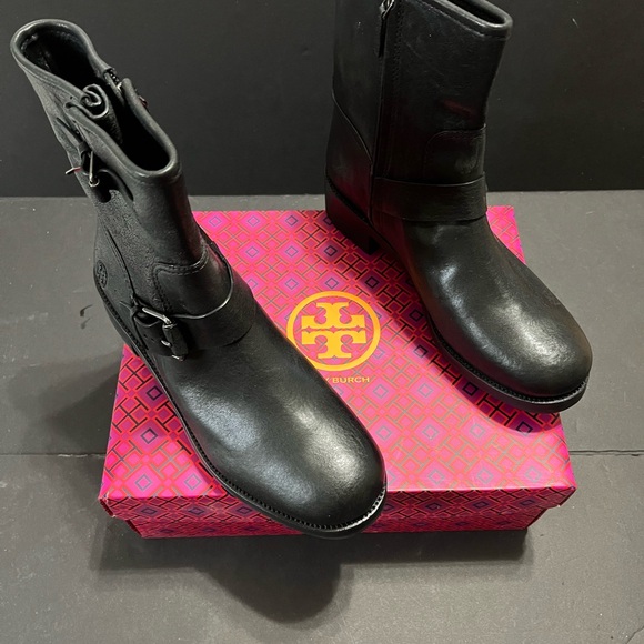Tory Burch Black Leather Buckle Boots NEW, NEVER WORN - Picture 1 of 6